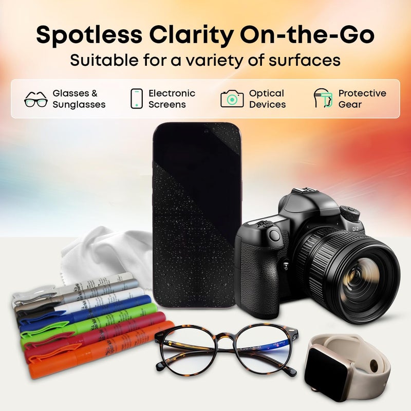 OPTIPAK Sparkle Anti-Reflective Safe Pen Lens Cleaner Spray kit - (3) 0.3oz Glasses Cleaner Pen Spray & (2) Microfiber Cloth for Eyeglasses, Sunglasses, Lenses, Screens and Camera Cleaning Kit (5 Piece Set) - Image 2